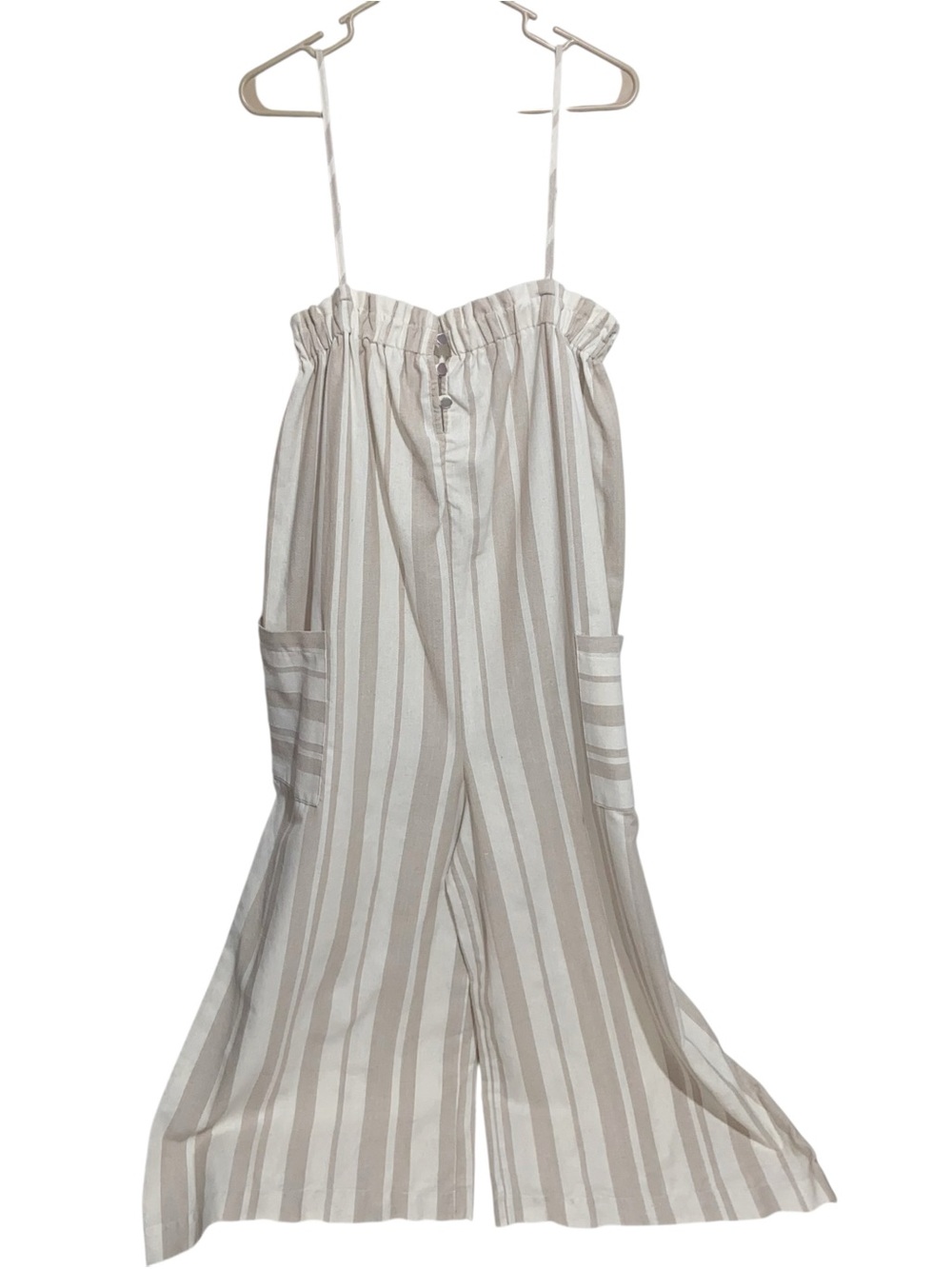 The Post Jumpsuit Womens Medium Wide Leg Linen Blend Pants Boho Beach Coastal